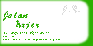 jolan majer business card
